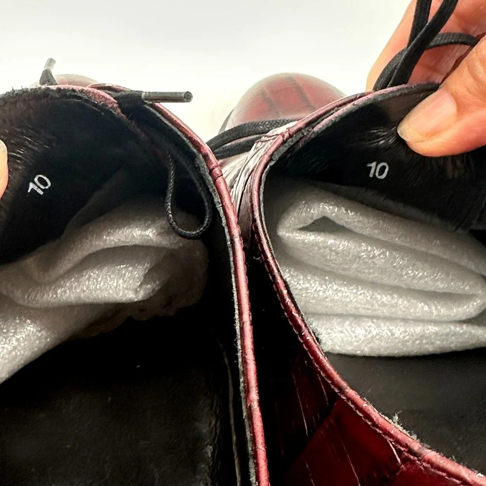Paul Fredrick Crocodile Embossed Leather Shoes 10 – Burgundy Cordovan &‎ Box